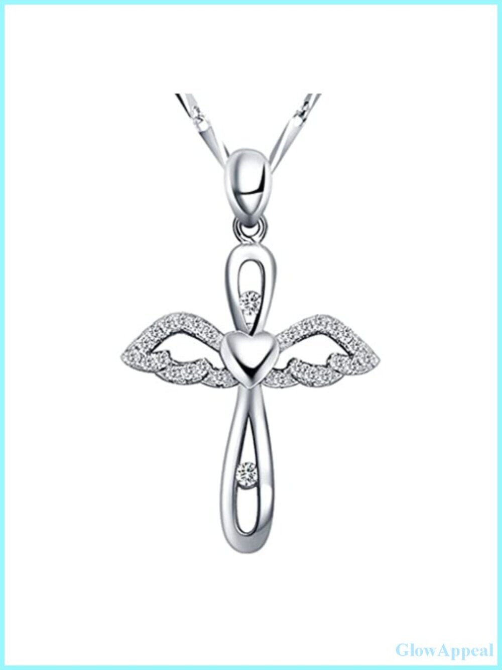 925 Sterling Silver Cross Pendant Necklace CZ Crystal for Women